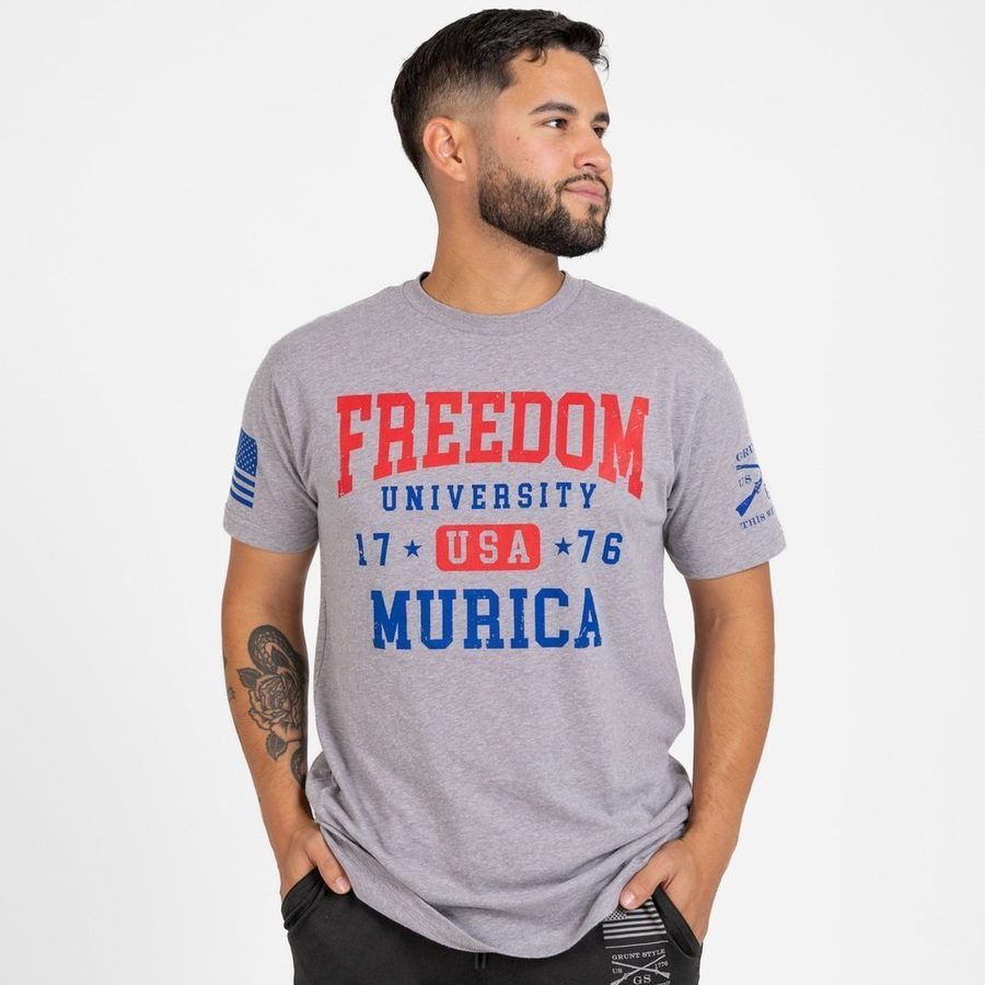 Grunt Style Tshirt - Freedom University T-Shirt - Dark Heather Gray