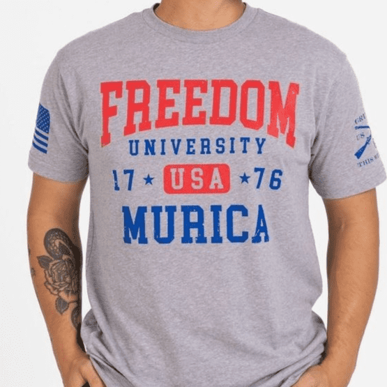Grunt Style Tshirt - Freedom University T-Shirt - Dark Heather Gray