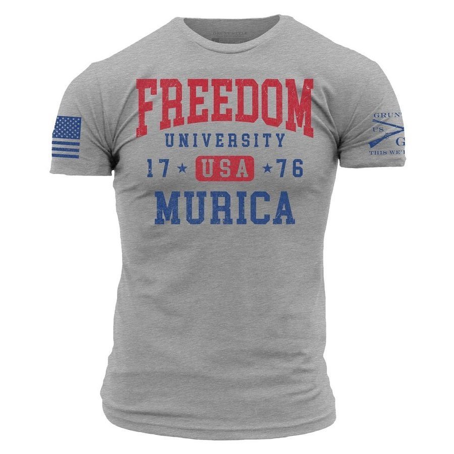 Grunt Style Tshirt - Freedom University T-Shirt - Dark Heather Gray