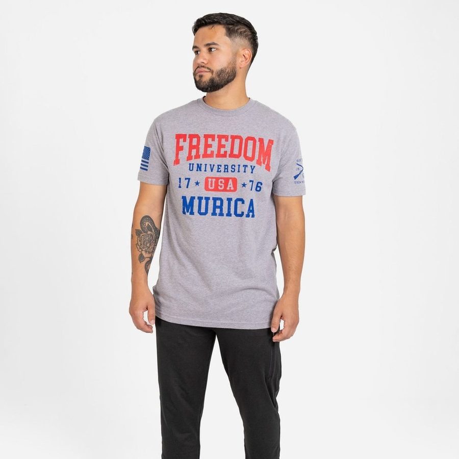 Grunt Style Tshirt - Freedom University T-Shirt - Dark Heather Gray