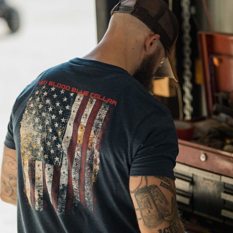 Grunt Style Tshirt - Red Blood Blue Collar® T-Shirt - Midnight Navy