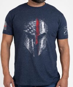 Grunt Style Tshirt - Red Line Spartan T-Shirt - Midnight Navy 