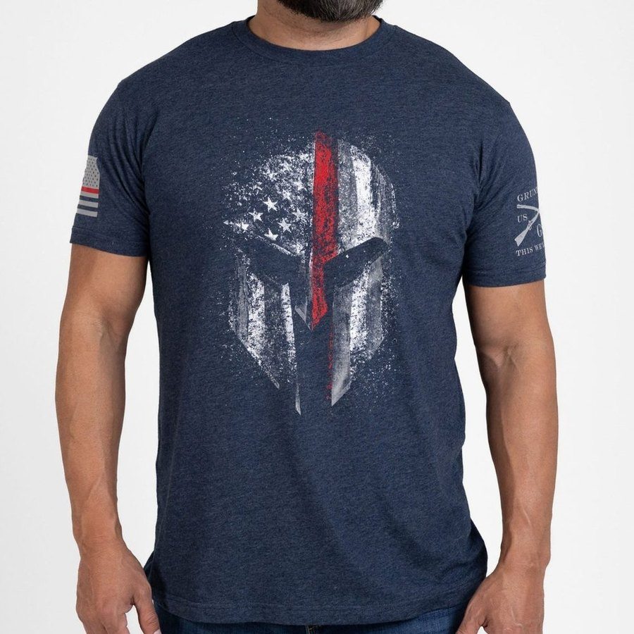 Grunt Style Tshirt - Red Line Spartan T-Shirt - Midnight Navy