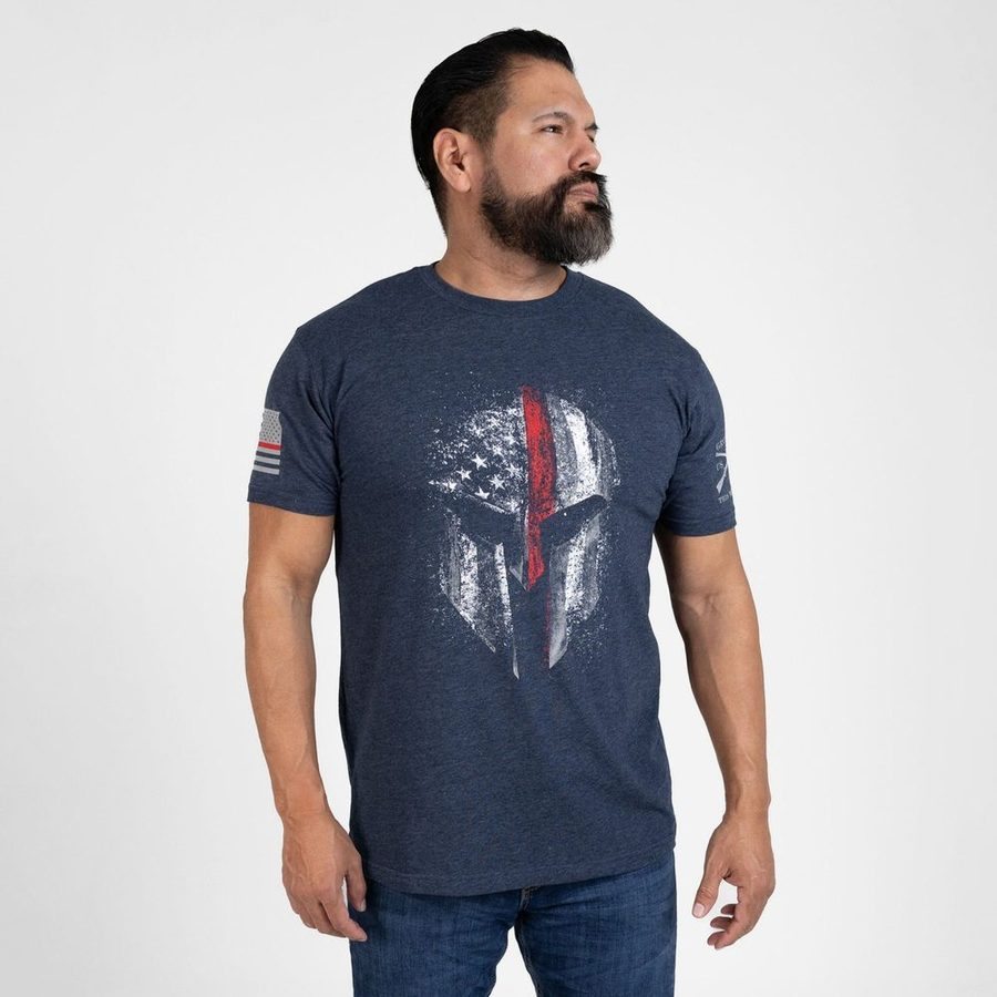Grunt Style Tshirt - Red Line Spartan T-Shirt - Midnight Navy