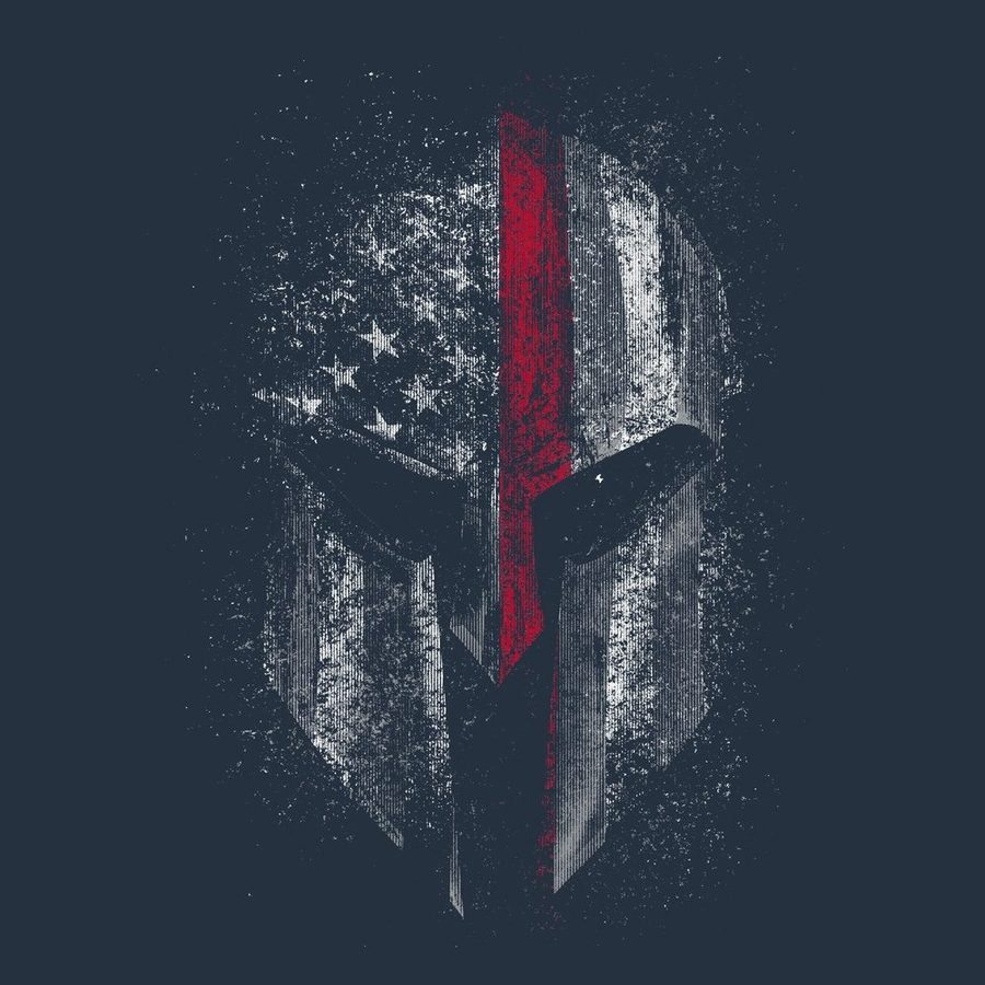 Grunt Style Tshirt - Red Line Spartan T-Shirt - Midnight Navy