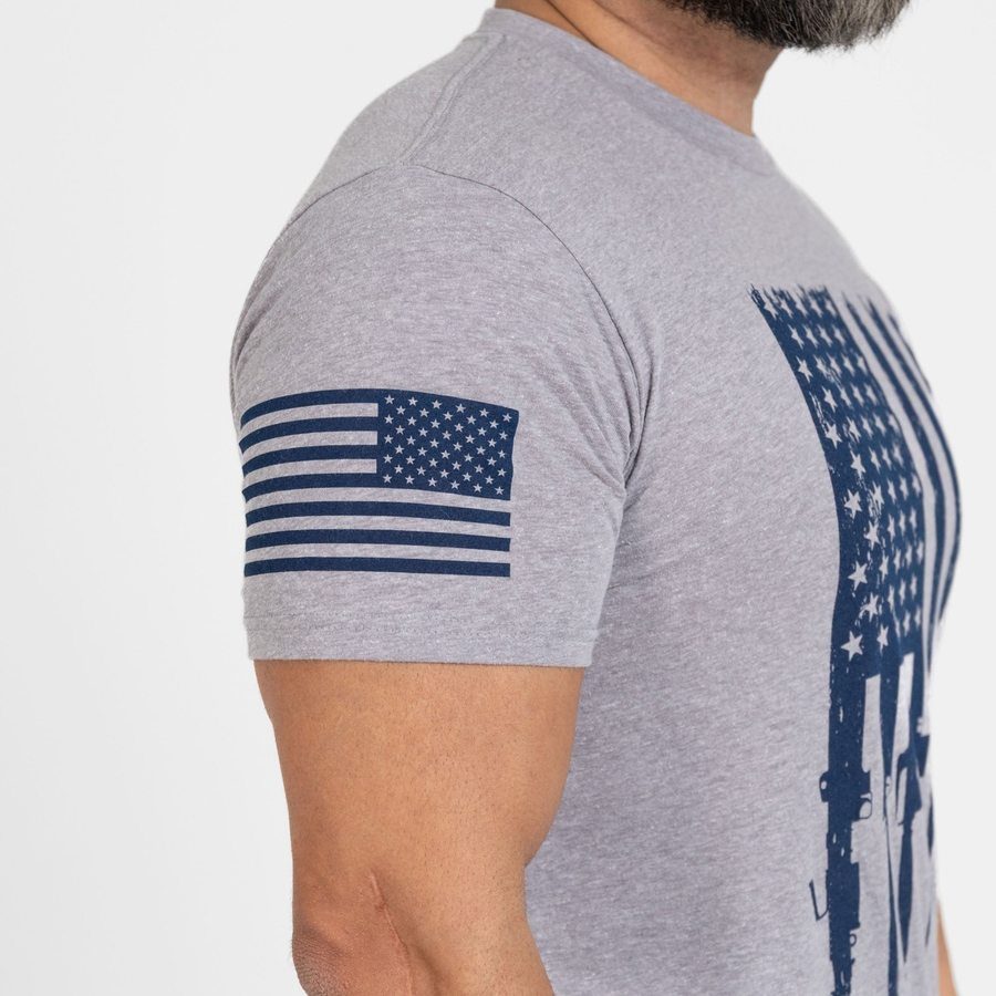 Grunt Style Tshirt - Rifle Flag T-Shirt - Dark Heather Gray