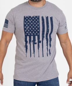 Grunt Style Tshirt - Rifle Flag T-Shirt - Dark Heather Gray 