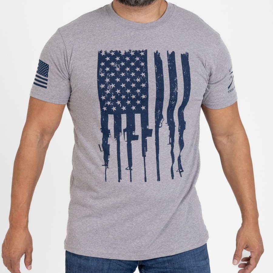 Grunt Style Tshirt - Rifle Flag T-Shirt - Dark Heather Gray