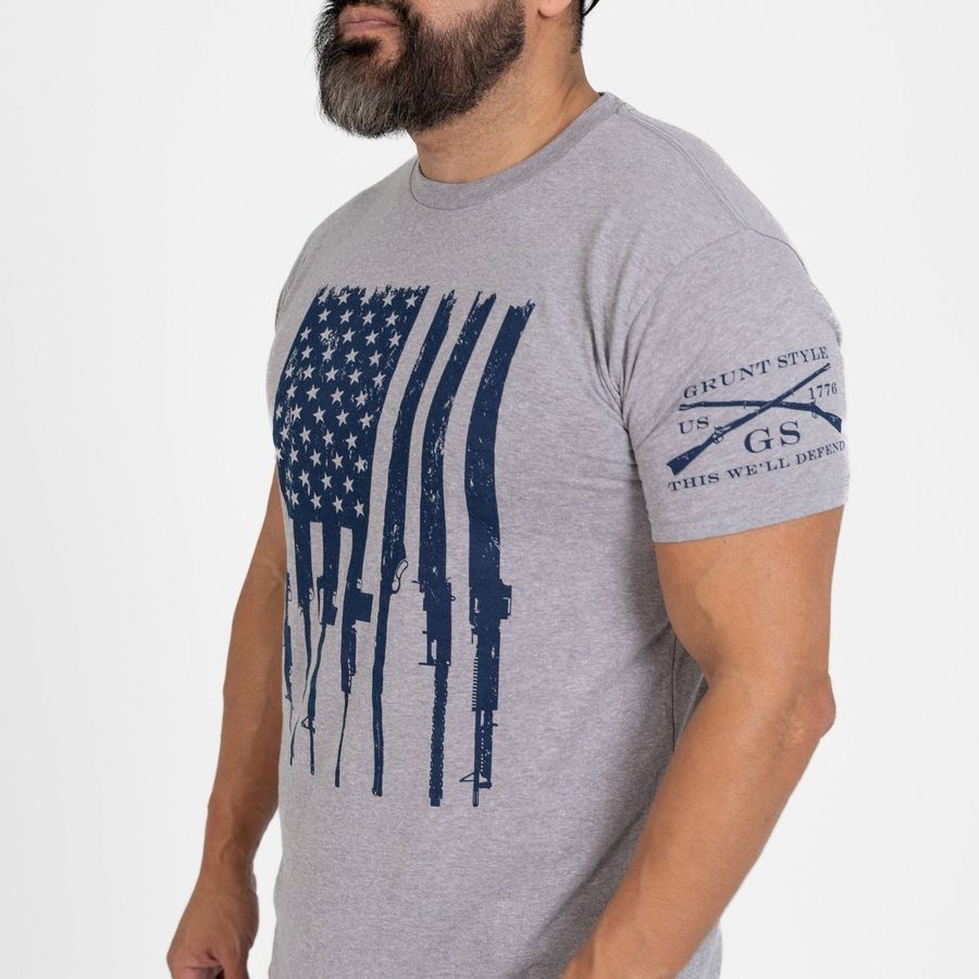 Grunt Style Tshirt - Rifle Flag T-Shirt - Dark Heather Gray