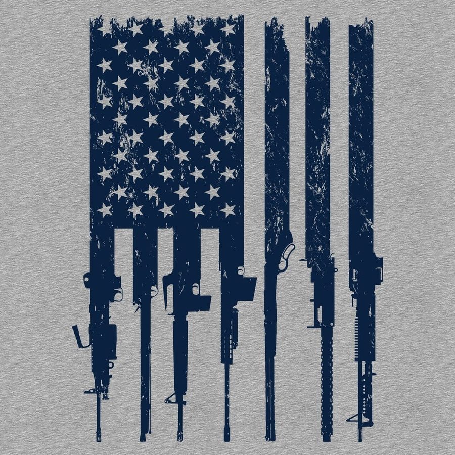 Grunt Style Tshirt - Rifle Flag T-Shirt - Dark Heather Gray