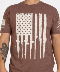 Grunt Style Tshirt - Rifle Flag T-Shirt - Heather Brown 