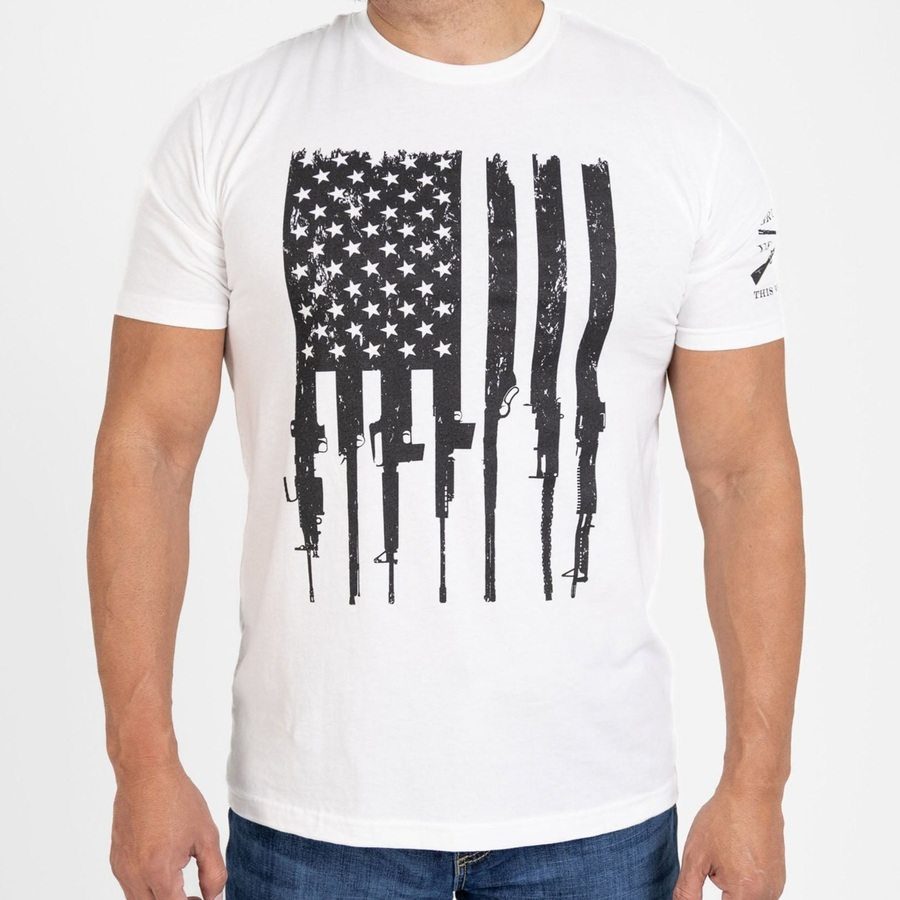Grunt Style Tshirt - Rifle Flag T-Shirt - White 