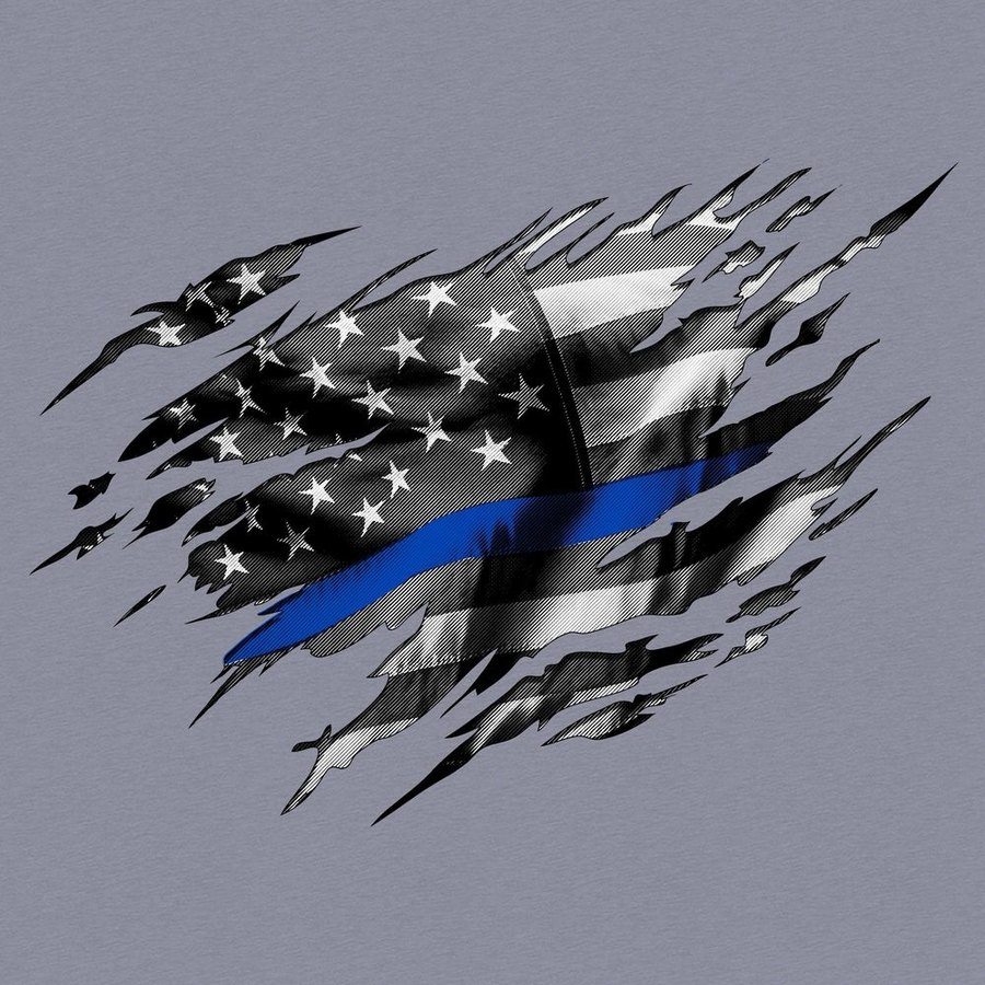 Grunt Style Tshirt - Still Standing Blue Line T-Shirt - Dark Heather Gray