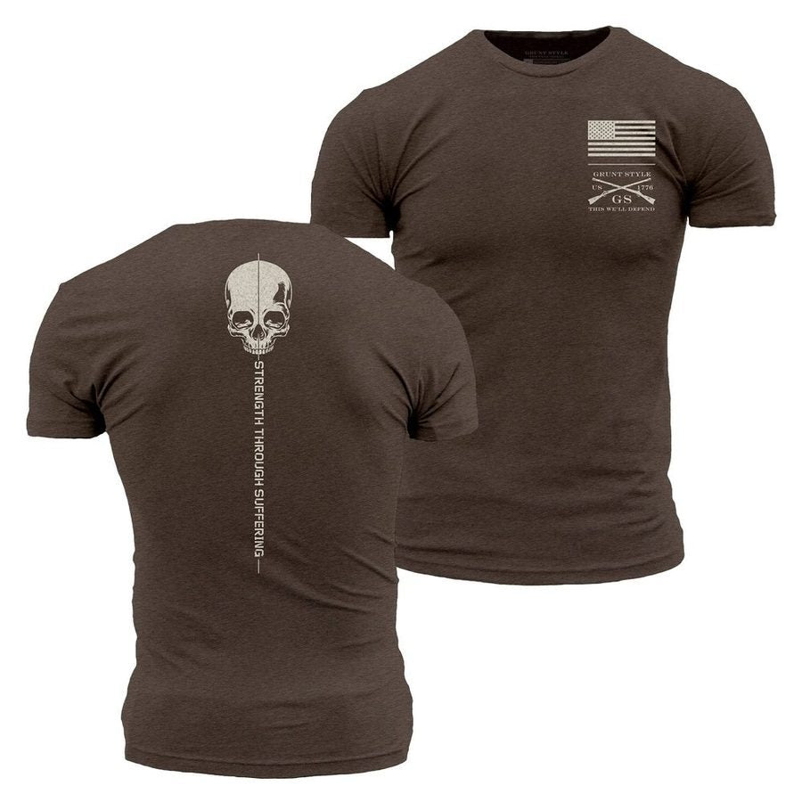Grunt Style Tshirt - Strength Through Suffering T-Shirt - Heather Brown