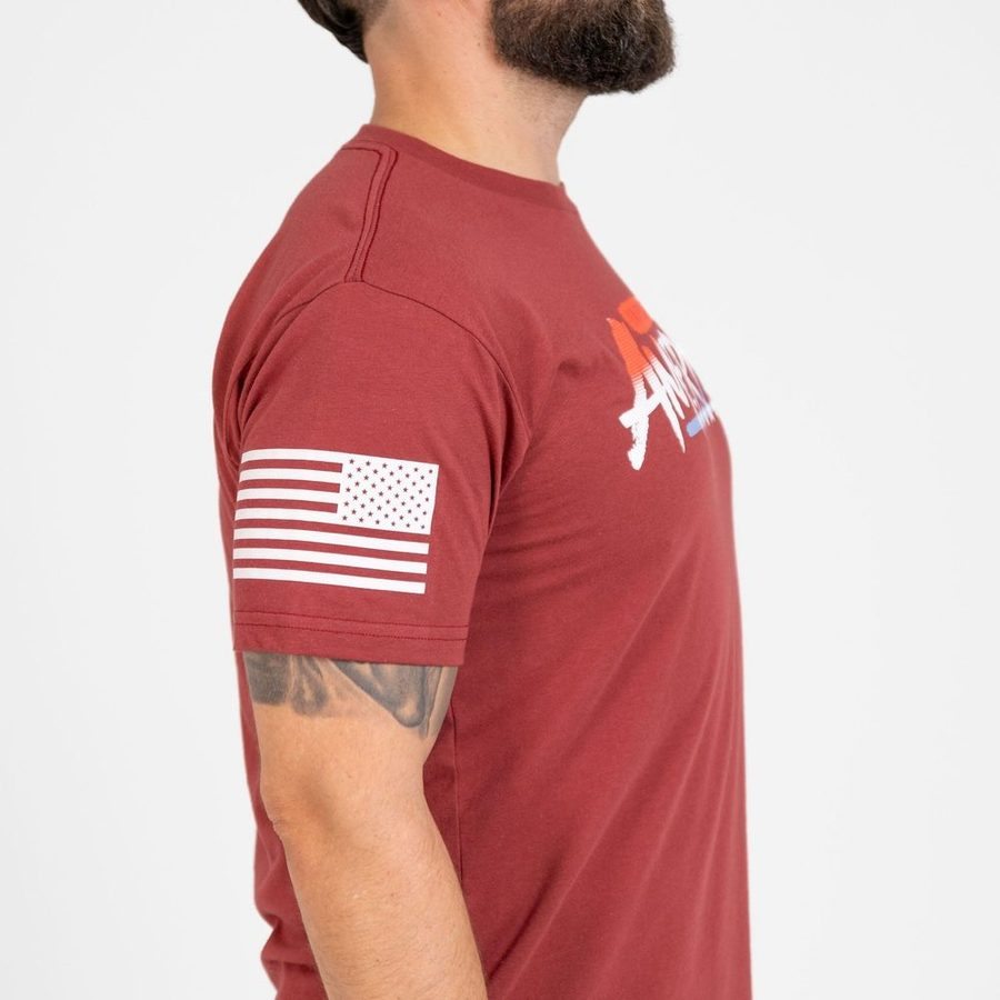 Grunt Style Tshirt - Unapologetically American T-Shirt - Red Plum