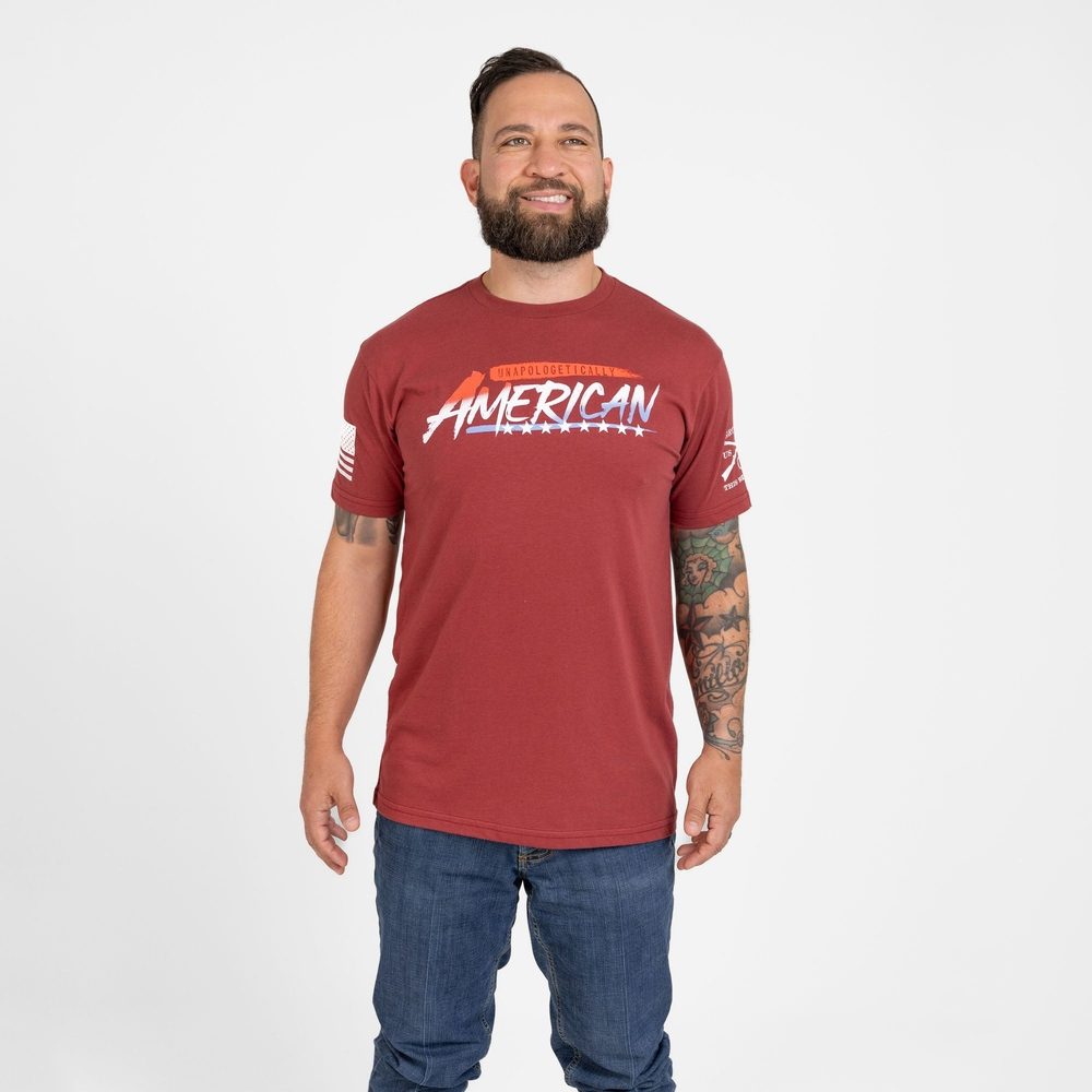 Grunt Style Tshirt - Unapologetically American T-Shirt - Red Plum