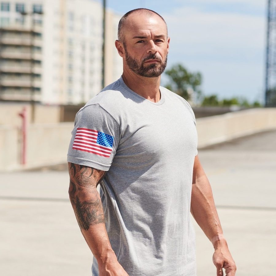 Grunt Style Tshirt - USA Flag Basic T-Shirt - Dark Heather Gray