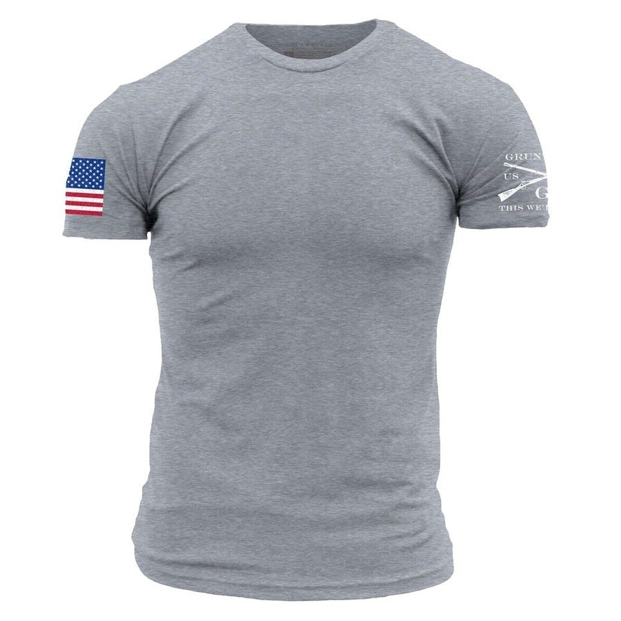 Grunt Style Tshirt - USA Flag Basic T-Shirt - Dark Heather Gray 