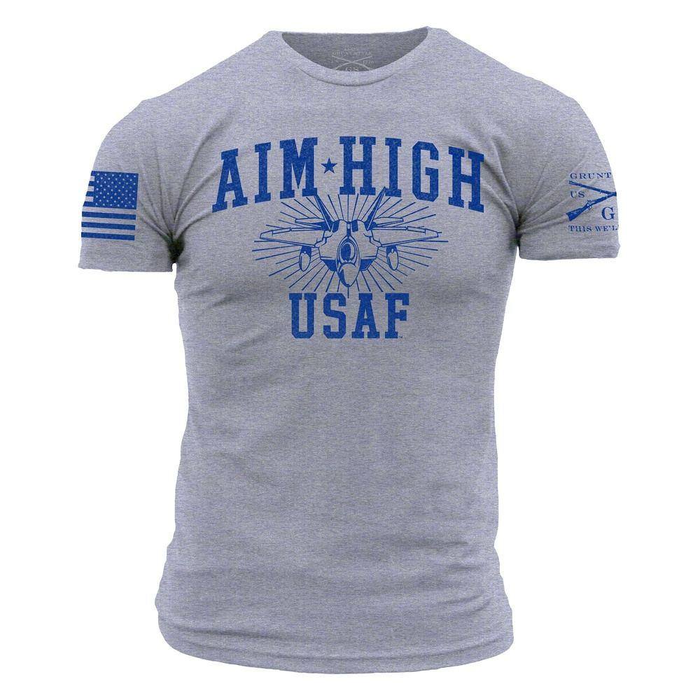 Grunt Style Tshirt - USAF - Aim High U.S.A.F. T-Shirt - Athletic Heather