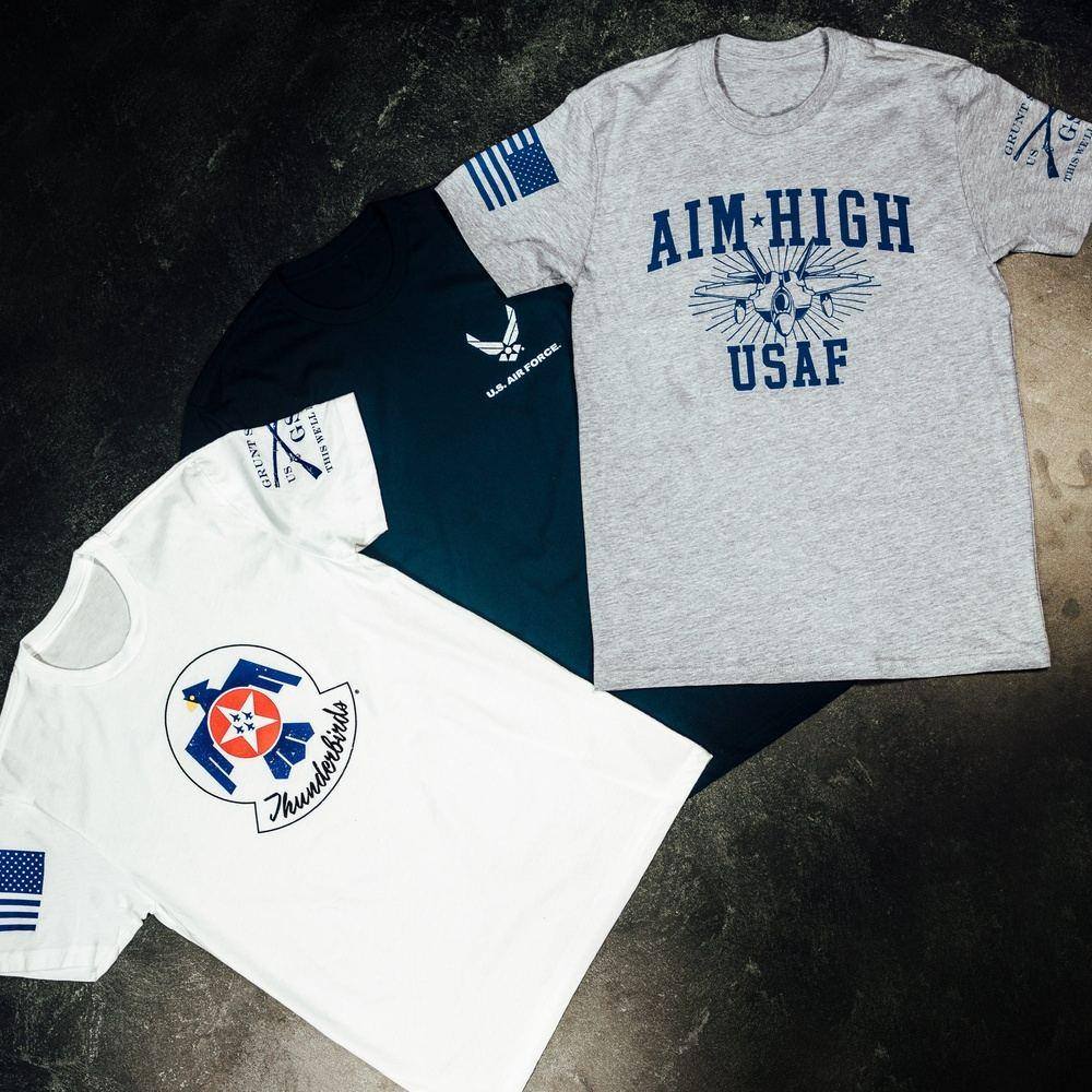 Grunt Style Tshirt - USAF - Aim High U.S.A.F. T-Shirt - Athletic Heather