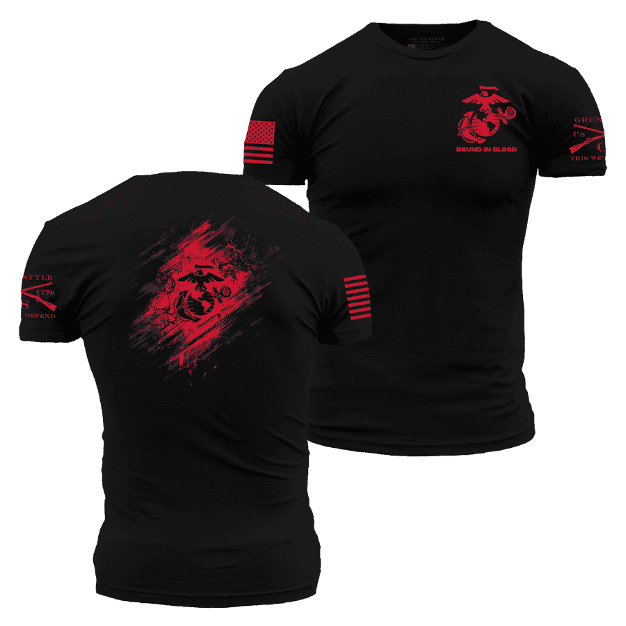 Grunt Style Tshirt - USMC - Bound In Blood T-Shirt - Black