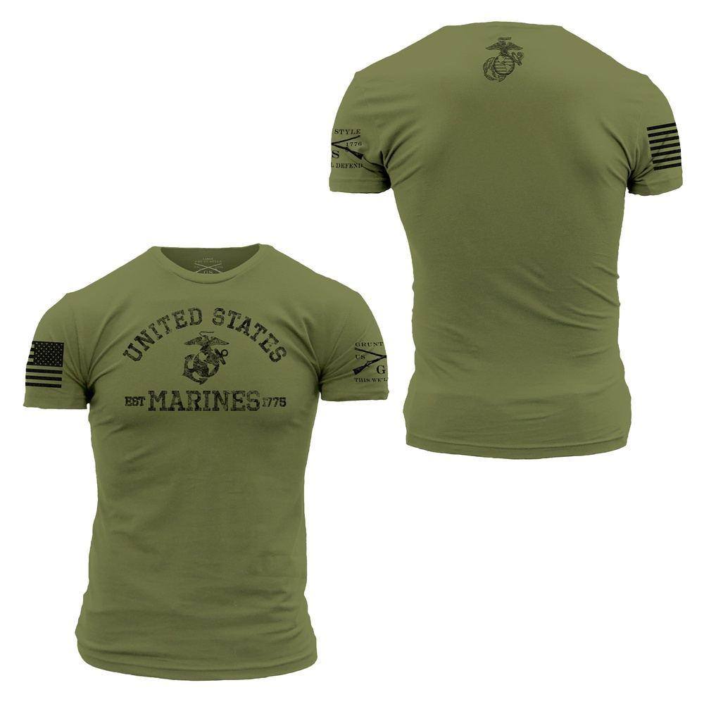 Grunt Style Tshirt - USMC - Est. 1775 T-Shirt - Military Green