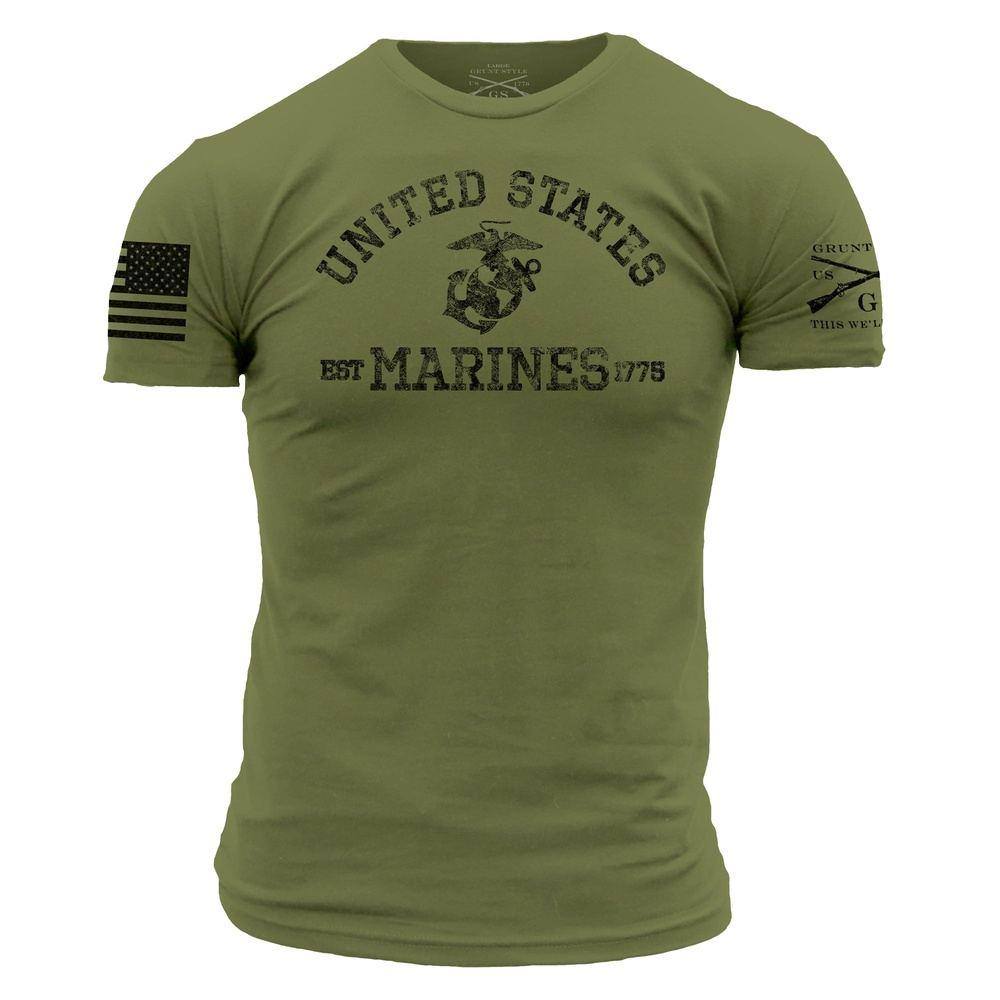 Grunt Style Tshirt - USMC - Est. 1775 T-Shirt - Military Green