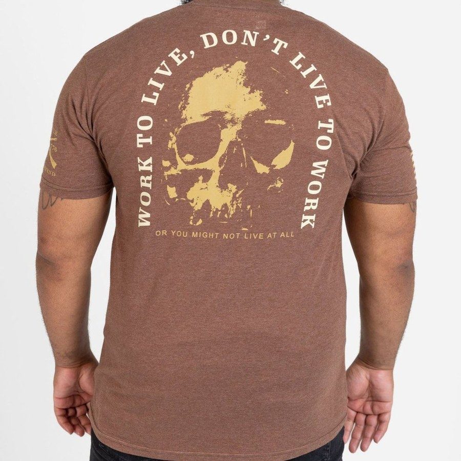 Grunt Style Tshirt - Work To Live T-Shirt - Heather Brown 