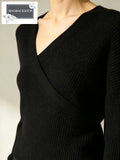 Black Asymmetrical Design Knit Top