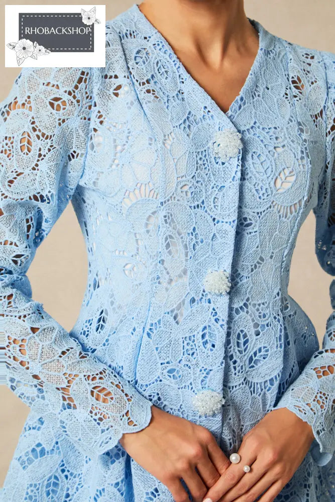 Floral Embroidered Lace Top & Pleated Maxi Skirt Set