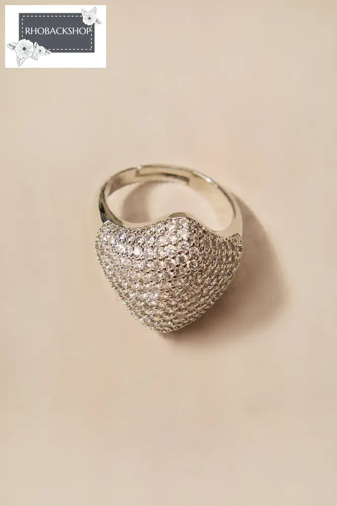 Geometric Pave Diamond Ring - Silver