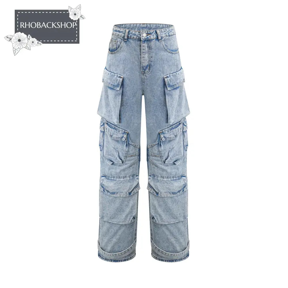 high-waisted palazzo cargo trousers