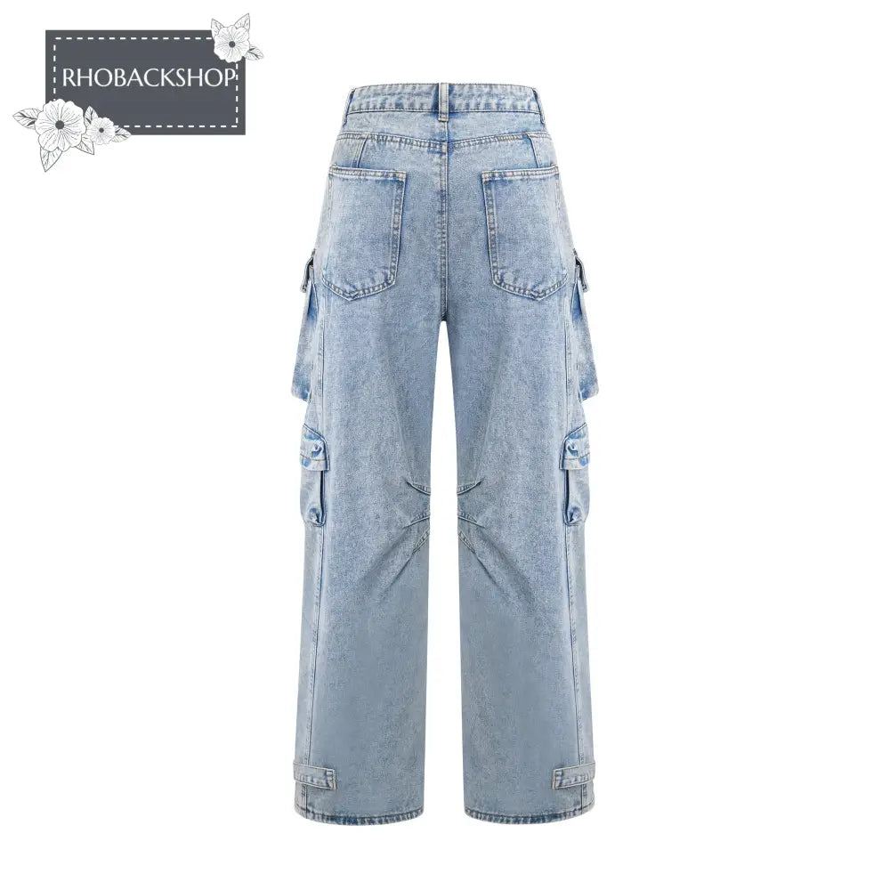 high-waisted palazzo cargo trousers