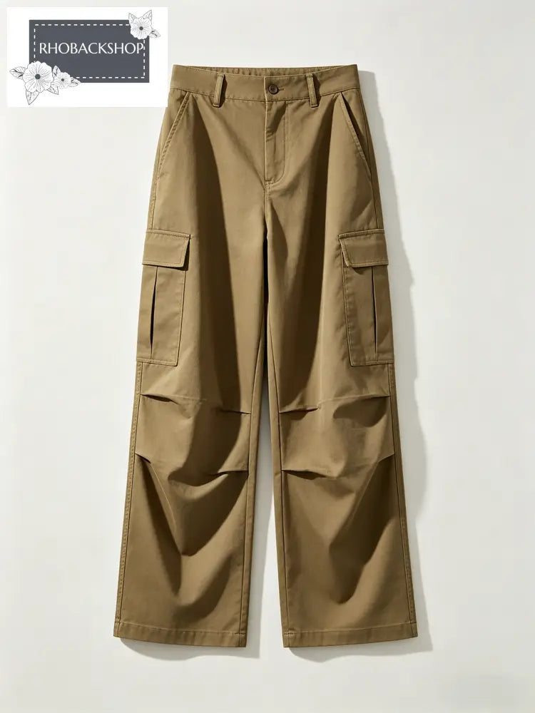 high-waisted palazzo cargo trousers - S / brown