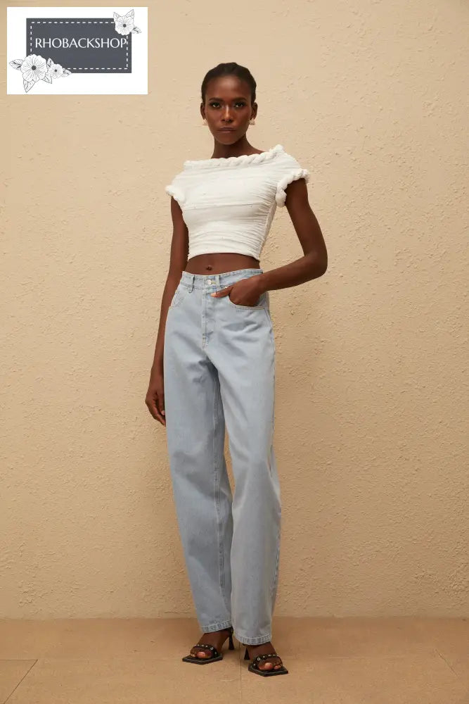 Light Blue Deinm Wide Leg Jeans