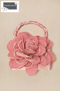 Pleated Petal Rose Pearl Evening Bag - Pink