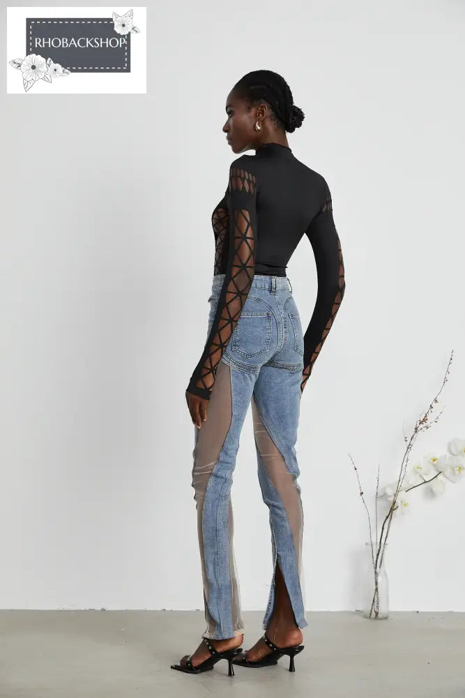 sheer-panelled jeans