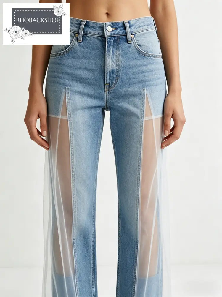 sheer-panelled jeans