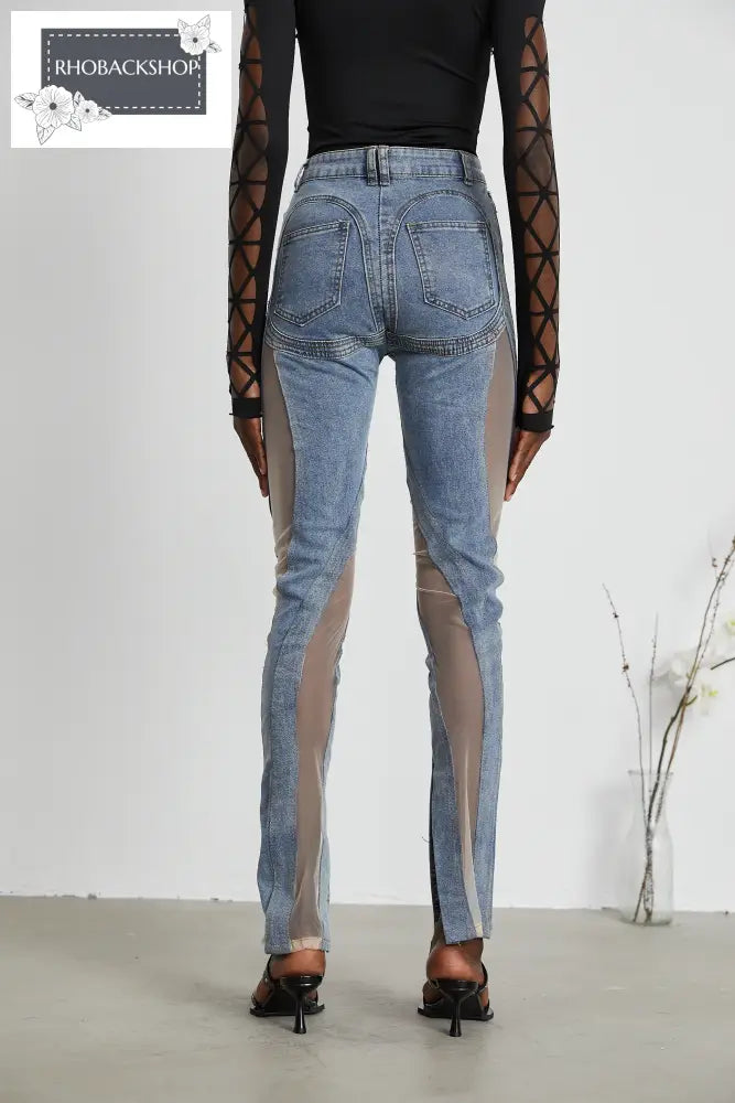 sheer-panelled jeans