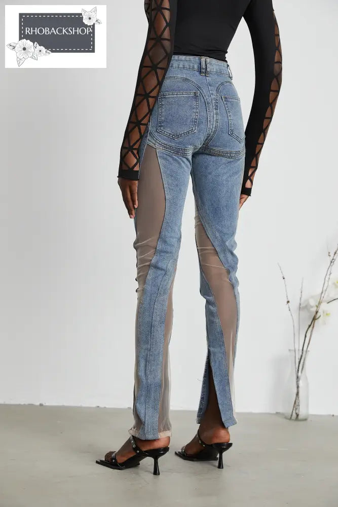 sheer-panelled jeans
