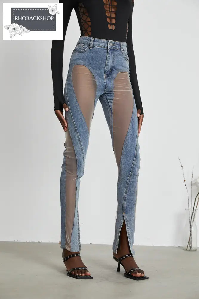 sheer-panelled jeans