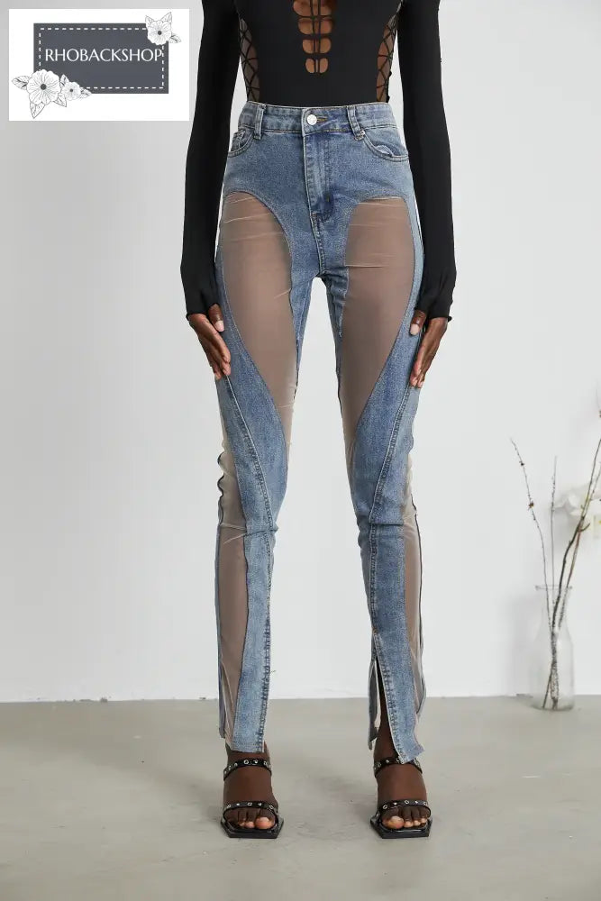 sheer-panelled jeans