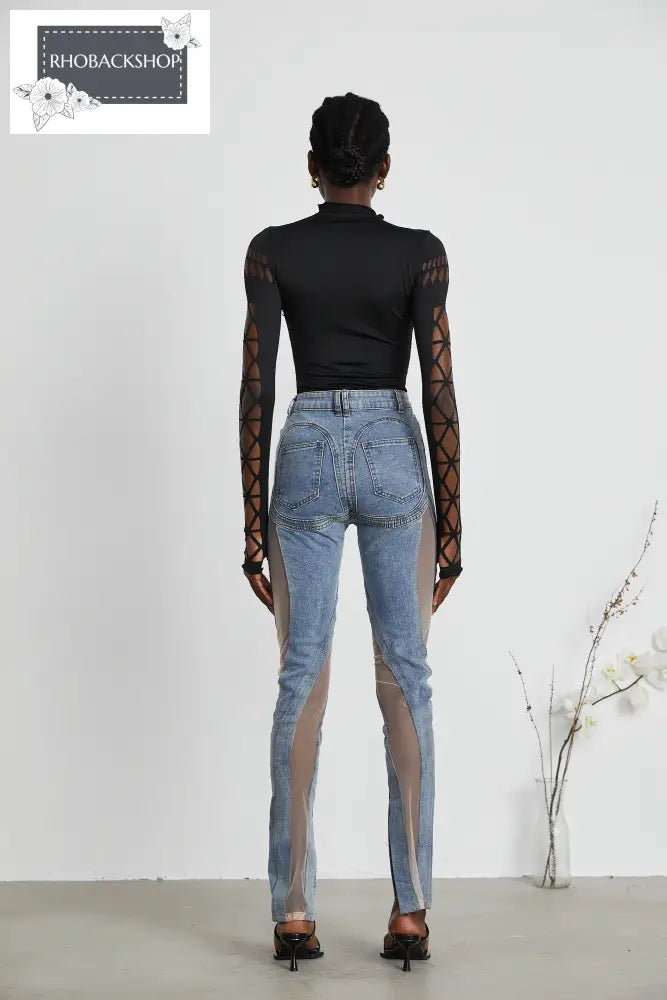 sheer-panelled jeans