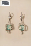 Snake Wrapped Stone Drop Earrings - Blue