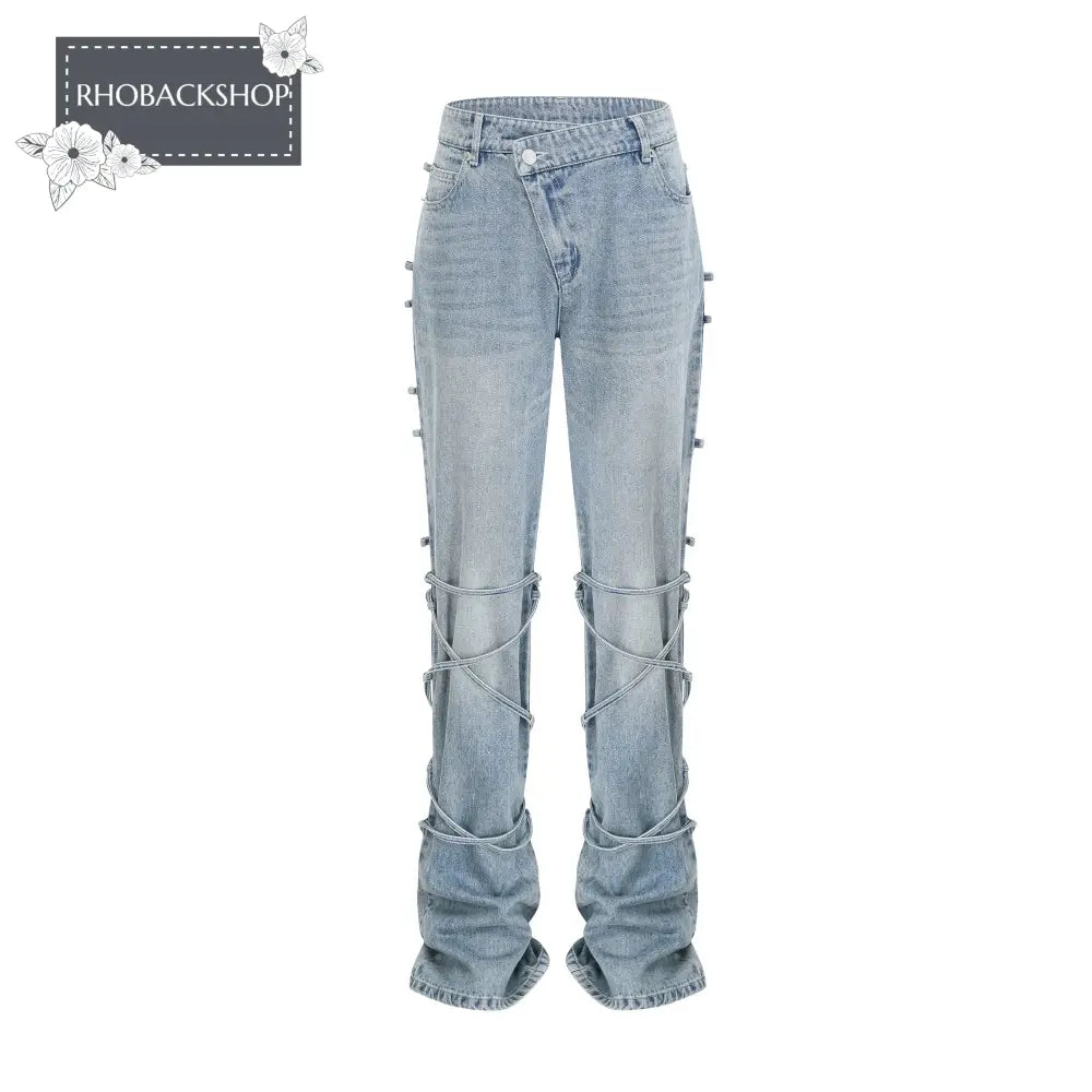 strap-detail jeans