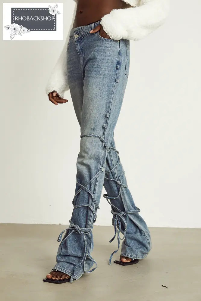 strap-detail jeans