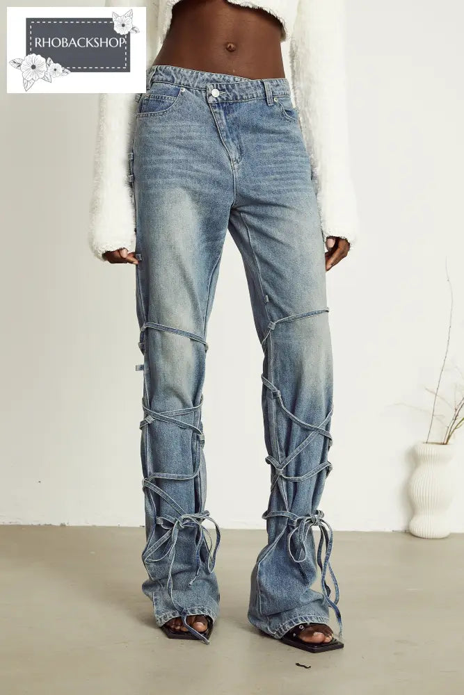 strap-detail jeans