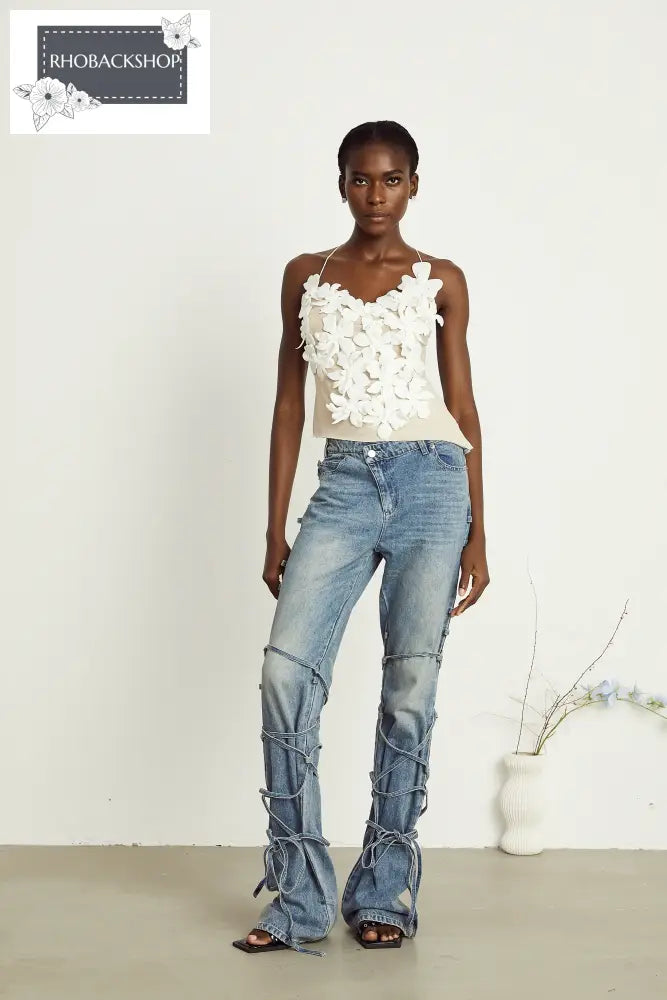 strap-detail jeans