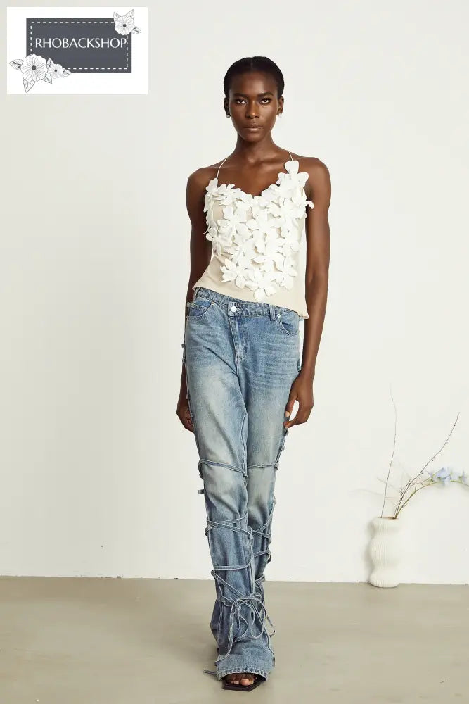 strap-detail jeans