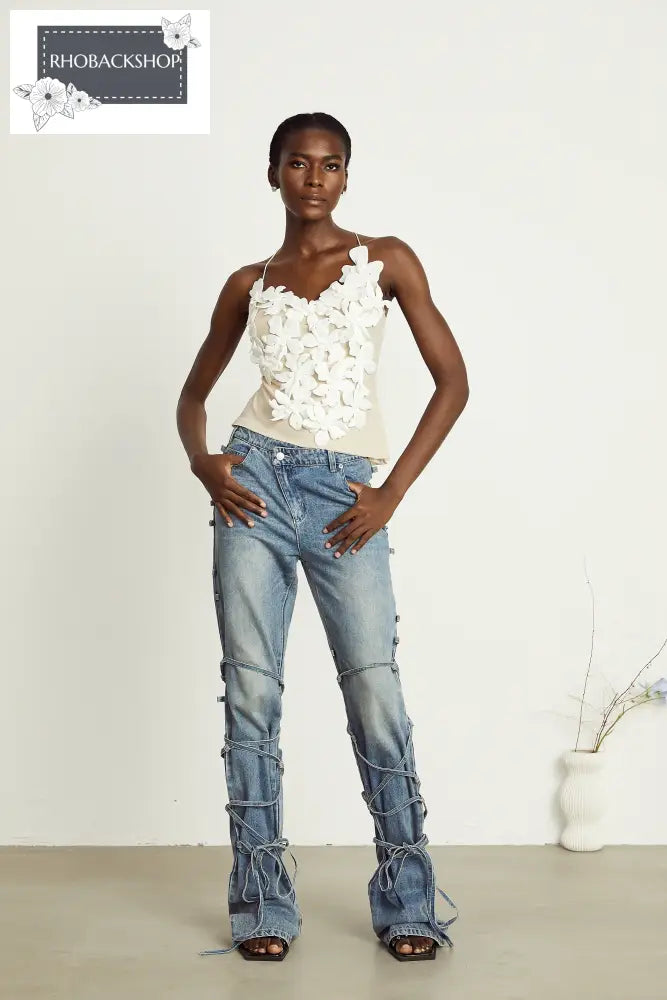strap-detail jeans